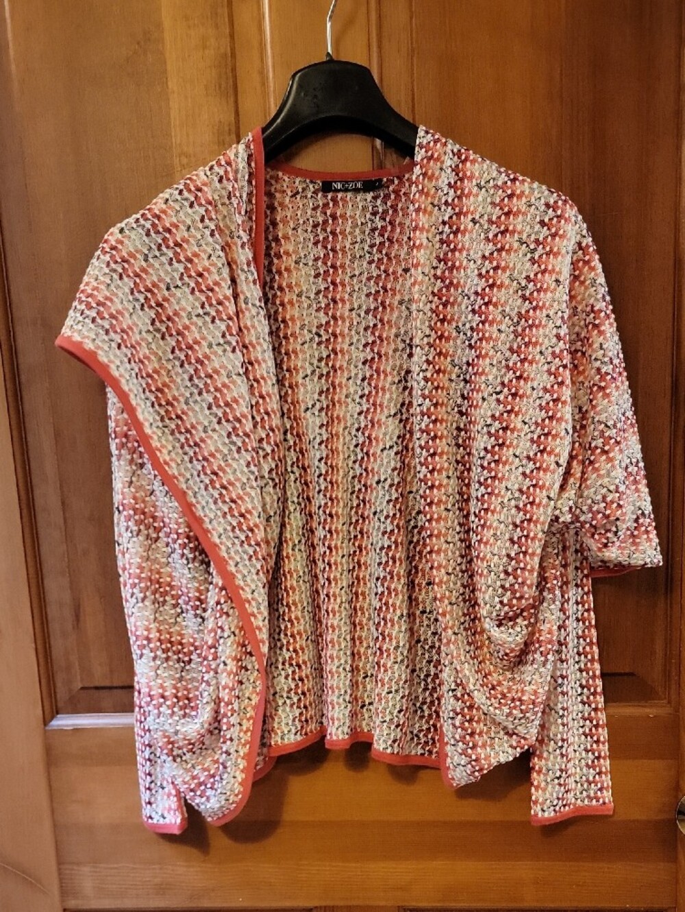 NWT NIC+ZOE Colorwheel Cardy Sweater Large Shawl Wrap Crossover Cardigan